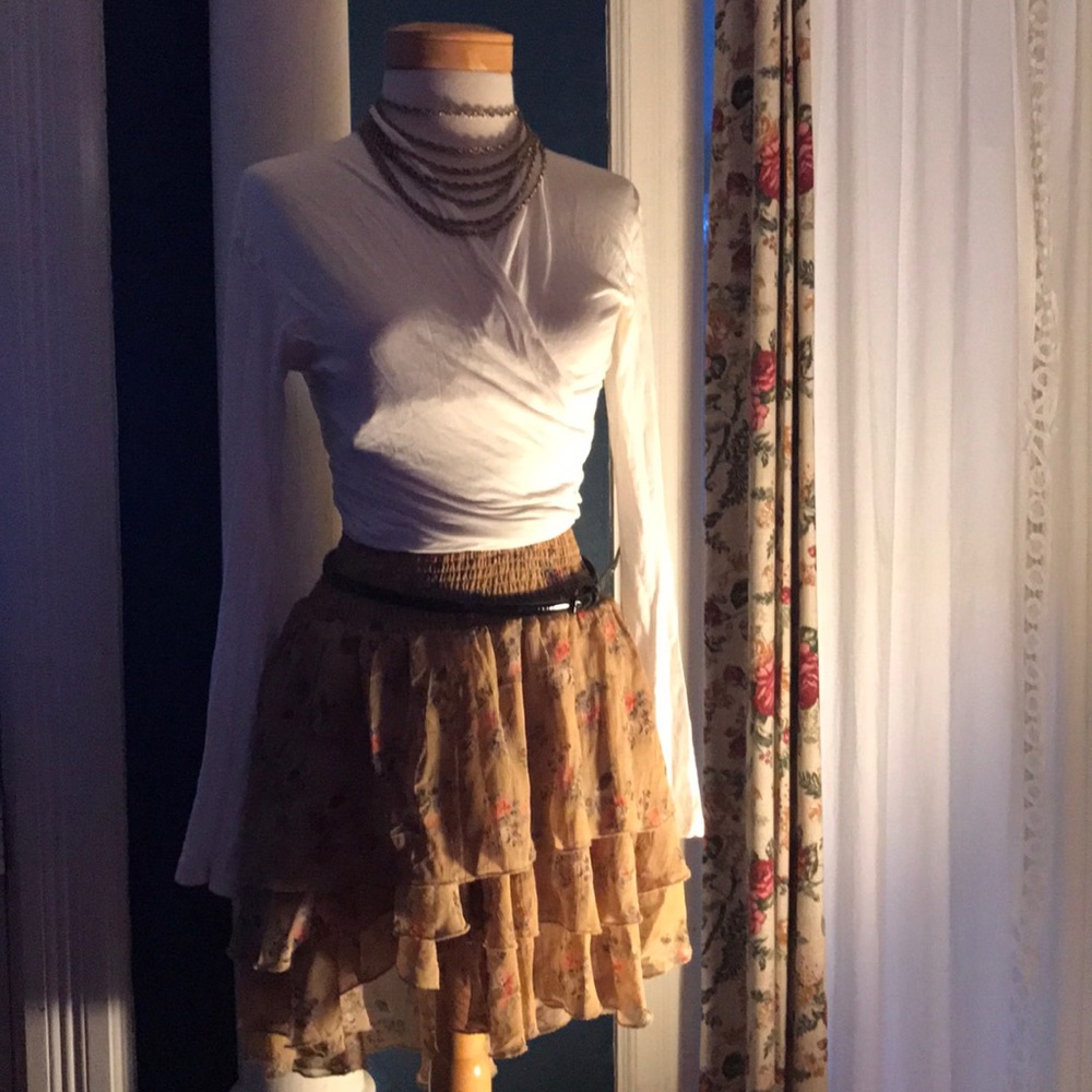 RL Denim & Supply Floral Ruffle Asymetric Skirt